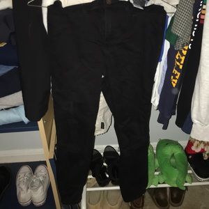 Hollister black denim jeans w knee rips